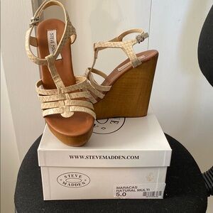 Steve Madden Tan Wedge Sandals